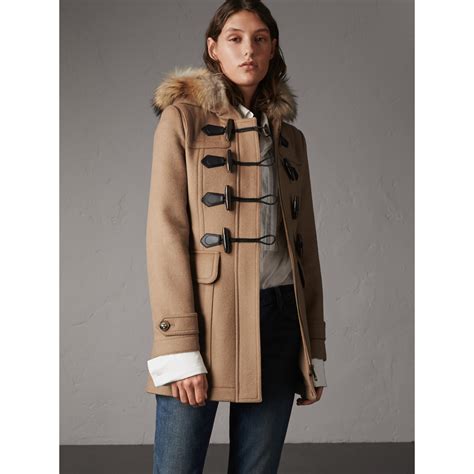 manteau burberry femme camel|burberry duffle coat.